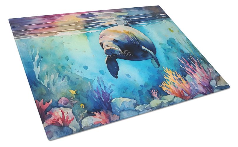 NEW Manatee Glass Cutting Board Decorative Tempered Glass Kitchen Cutting and Serving Board Large Size Chopping Board