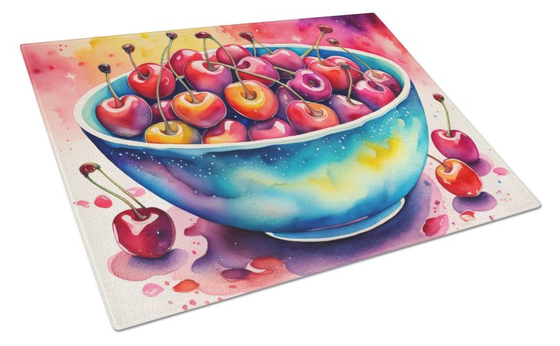 NEW Colorful Cherries Glass Cutting Board Decorative Tempered Glass Kitchen Cutting and Serving Board Large Size Chopping Board