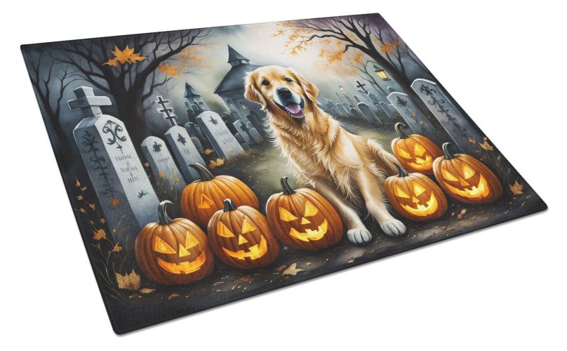 NEW Golden Retriever Spooky Halloween Glass Cutting Board Decorative Tempered Glass Kitchen Cutting and Serving Board Large Size Chopping Board